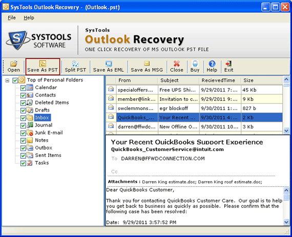 outlook repair tool 2010